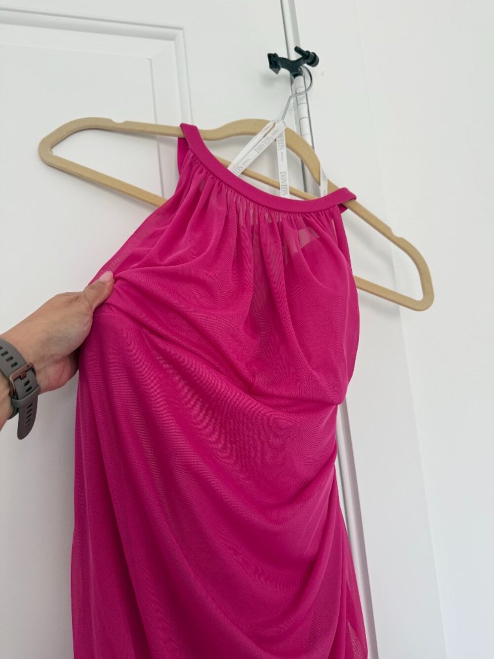 DaVinci F15612 Begonia Pink Ruched Mesh Cocktail Bridesmaid Dress 12